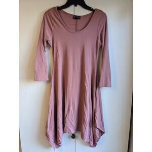 B Famous #USA Women's Pink Long Sleeve Asymmetric Knee Length Dress Size M